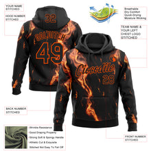 Load image into Gallery viewer, Custom Stitched Black Orange 3D Pattern Design Flame Sports Pullover Sweatshirt Hoodie