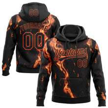 Load image into Gallery viewer, Custom Stitched Black Orange 3D Pattern Design Flame Sports Pullover Sweatshirt Hoodie