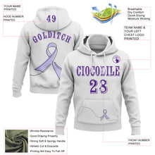 Load image into Gallery viewer, Custom White Purple 3D Gastric Cancer World Cancer Day Ribbon Support Sports Pullover Sweatshirt Hoodie