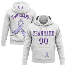 Load image into Gallery viewer, Custom White Purple 3D Gastric Cancer World Cancer Day Ribbon Support Sports Pullover Sweatshirt Hoodie