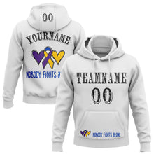 Load image into Gallery viewer, Custom White Black 3D Bladder Cancer World Cancer Day Ribbon Support Sports Pullover Sweatshirt Hoodie
