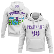 Load image into Gallery viewer, Custom White Purple 3D Pancreatic Cancer World Cancer Day Ribbon Support Sports Pullover Sweatshirt Hoodie