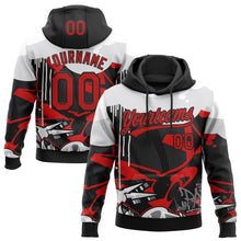 Load image into Gallery viewer, Custom Stitched Black Red Gray-White 3D Graffiti Splash Street Art Sports Pullover Sweatshirt Hoodie