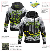 Load image into Gallery viewer, Custom Stitched Black Gray Neon Green Yellow-White 3D Graffiti Splash Street Art Sports Pullover Sweatshirt Hoodie