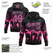 Load image into Gallery viewer, Custom Stitched Black Pink-Teal 3D Graffiti Splash Street Art Sports Pullover Sweatshirt Hoodie