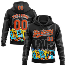 Load image into Gallery viewer, Custom Stitched Black Orange Gray-White 3D Graffiti Splash Street Art Sports Pullover Sweatshirt Hoodie