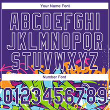 Load image into Gallery viewer, Custom Stitched Purple White 3D Graffiti Splash Street Art Sports Pullover Sweatshirt Hoodie