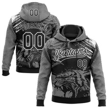 Load image into Gallery viewer, Custom Stitched Gray Black-White 3D Pattern Design Animal Tiger Sports Pullover Sweatshirt Hoodie