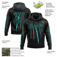 Загрузить изображение в средство просмотра галереи, Custom Black Aqua 3D Pattern Design Scratch Tribal Sportswear Pullover Sweatshirt Hoodie