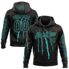 Загрузить изображение в средство просмотра галереи, Custom Black Aqua 3D Pattern Design Scratch Tribal Sportswear Pullover Sweatshirt Hoodie