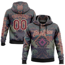 Загрузить изображение в средство просмотра галереи, Custom Gray Burgundy-City Cream 3D Pattern Design Ethnic Tribal Sportswear Pullover Sweatshirt Hoodie