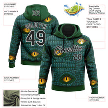 Charger l'image dans la galerie, Custom Stitched Green Black-White 3D Pattern Design Crocodile Skin Print Sportswear Pullover Sweatshirt Hoodie
