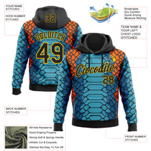 Загрузить изображение в средство просмотра галереи, Custom Stitched Blue Black Orange-Yellow 3D Pattern Design Snake Skin Print Sportswear Pullover Sweatshirt Hoodie
