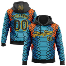 Загрузить изображение в средство просмотра галереи, Custom Stitched Blue Black Orange-Yellow 3D Pattern Design Snake Skin Print Sportswear Pullover Sweatshirt Hoodie
