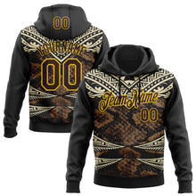 Загрузить изображение в средство просмотра галереи, Custom Stitched Black Brown Cream-Yellow 3D Pattern Design Snake Skin Print Sportswear Pullover Sweatshirt Hoodie