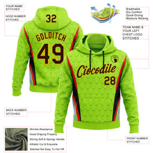 Загрузить изображение в средство просмотра галереи, Custom Stitched Neon Green Brown Red Black-Yellow 3D Pattern Design Snake Skin Print Sportswear Pullover Sweatshirt Hoodie