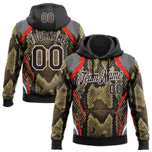 Загрузить изображение в средство просмотра галереи, Custom Stitched Black Brown Red-White 3D Pattern Design Snake Skin Print Sportswear Pullover Sweatshirt Hoodie