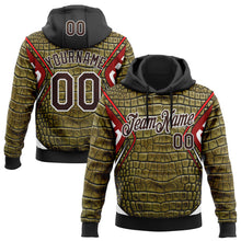 Charger l'image dans la galerie, Custom Stitched Green Brown Black Red-White 3D Pattern Design Crocodile Skin Print Sportswear Pullover Sweatshirt Hoodie