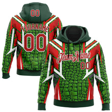 Charger l'image dans la galerie, Custom Stitched Green Red-White 3D Pattern Design Crocodile Skin Print Sportswear Pullover Sweatshirt Hoodie