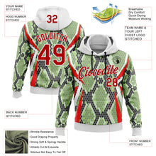 Charger l'image dans la galerie, Custom Stitched Green Red Black-White 3D Pattern Design Snake Skin Print Sportswear Pullover Sweatshirt Hoodie