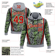 Загрузить изображение в средство просмотра галереи, Custom Stitched Gray Red Green Black-Cream 3D Pattern Design Snake Skin Print Sportswear Pullover Sweatshirt Hoodie