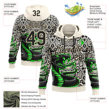 Laden Sie das Bild in den Galerie-Viewer, Custom Stitched Cream Black-Green 3D Pattern Design Snake Skin Print Sportswear Pullover Sweatshirt Hoodie