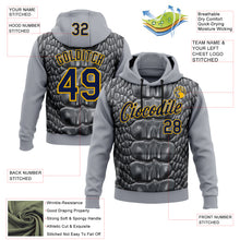 Загрузить изображение в средство просмотра галереи, Custom Stitched Gray Navy Black-Gold 3D Pattern Design Snake Skin Print Sportswear Pullover Sweatshirt Hoodie