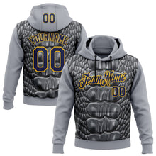 Загрузить изображение в средство просмотра галереи, Custom Stitched Gray Navy Black-Gold 3D Pattern Design Snake Skin Print Sportswear Pullover Sweatshirt Hoodie