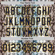 Laden Sie das Bild in den Galerie-Viewer, Custom Stitched White Navy Black Blue-Gold 3D Pattern Design Snake Skin Print Sportswear Pullover Sweatshirt Hoodie