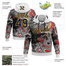 Laden Sie das Bild in den Galerie-Viewer, Custom Stitched White Navy Black Red-Gold 3D Pattern Design Snake Skin Print Sportswear Pullover Sweatshirt Hoodie