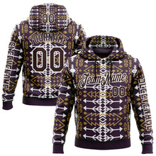 Laden Sie das Bild in den Galerie-Viewer, Custom Purple Brown-White 3D Pattern Design Western Cowboy Tribal Ethnic Sports Pullover Sweatshirt Hoodie