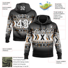 Загрузить изображение в средство просмотра галереи, Custom Black White-Gray 3D Pattern Design Western Cowboy Tribal Ethnic Sports Pullover Sweatshirt Hoodie