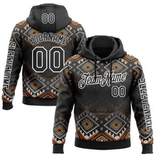 Laden Sie das Bild in den Galerie-Viewer, Custom Black White 3D Pattern Design Western Cowboy Tribal Ethnic Sports Pullover Sweatshirt Hoodie