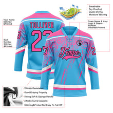 Загрузить изображение в средство просмотра галереи, Custom Sky Blue Pink Black-White 3D Splash Hockey Lace Neck Jersey