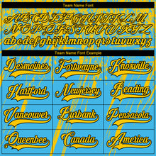 Загрузить изображение в средство просмотра галереи, Custom Sky Blue Yellow Black-White 3D Splash Hockey Lace Neck Jersey