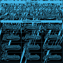 Laden Sie das Bild in den Galerie-Viewer, Custom Black Sky Blue-White 3D Splash Hockey Lace Neck Jersey
