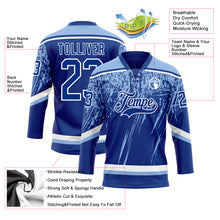 Laden Sie das Bild in den Galerie-Viewer, Custom Royal Light Blue-White 3D Splash Hockey Lace Neck Jersey