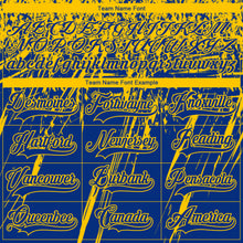 Laden Sie das Bild in den Galerie-Viewer, Custom Royal Yellow-White 3D Splash Hockey Lace Neck Jersey