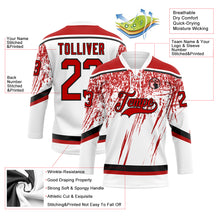 Загрузить изображение в средство просмотра галереи, Custom White Red-Black 3D Splash Hockey Lace Neck Jersey