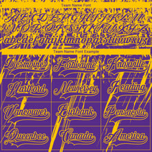 Load image into Gallery viewer, Custom Purple Yellow-White 3D Splash Hockey Lace Neck Jersey