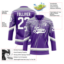 Load image into Gallery viewer, Custom Purple White-Gray 3D Splash Hockey Lace Neck Jersey