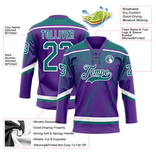 Load image into Gallery viewer, Custom Purple Teal-White 3D Splash Hockey Lace Neck Jersey