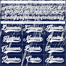 Load image into Gallery viewer, Custom Navy White-Gray 3D Splash Hockey Lace Neck Jersey