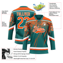 Загрузить изображение в средство просмотра галереи, Custom Teal Orange-White 3D Splash Hockey Lace Neck Jersey