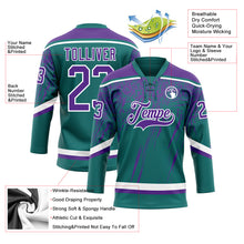 Загрузить изображение в средство просмотра галереи, Custom Teal Purple-White 3D Splash Hockey Lace Neck Jersey