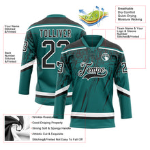 Загрузить изображение в средство просмотра галереи, Custom Teal Black-White 3D Splash Hockey Lace Neck Jersey