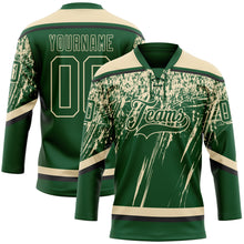 Загрузить изображение в средство просмотра галереи, Custom Green Cream-Black 3D Splash Hockey Lace Neck Jersey