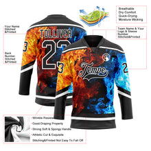 Загрузить изображение в средство просмотра галереи, Custom Black White 3D Flame Hockey Lace Neck Jersey