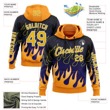 Laden Sie das Bild in den Galerie-Viewer, Custom Blue Yellow-White 3D Abstract Flame Sports Pullover Sweatshirt Hoodie