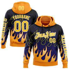 Laden Sie das Bild in den Galerie-Viewer, Custom Blue Yellow-White 3D Abstract Flame Sports Pullover Sweatshirt Hoodie
